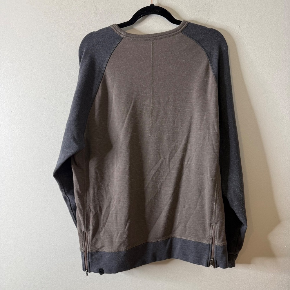 Lululemon Mens Raglan Crewneck Sweatshirt Brown Grey Side Zips XL - Picture 5 of 9